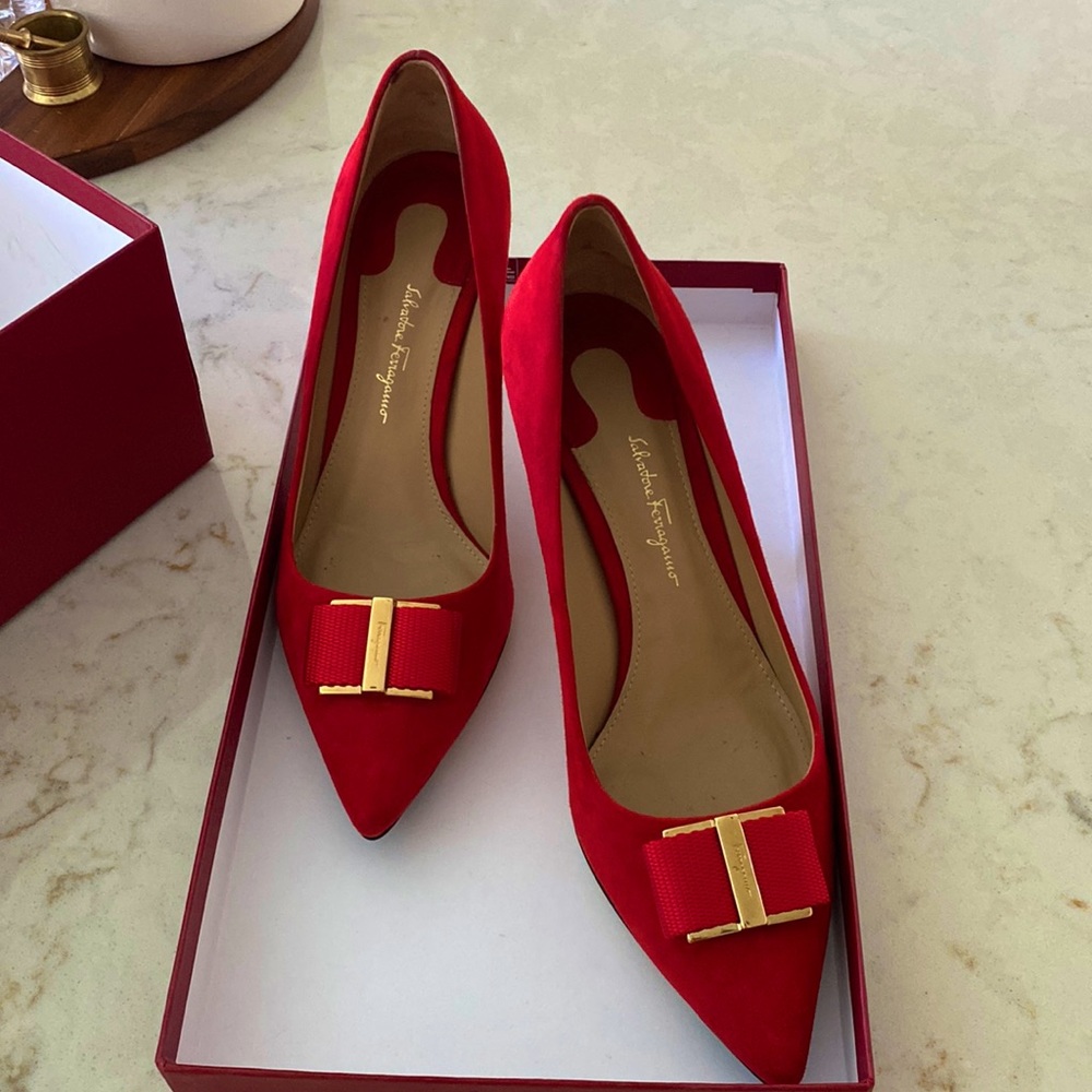 Ferragamo red pumps